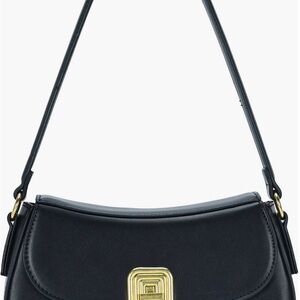 Miztique Black Shoulder Bag with Gold Clasp